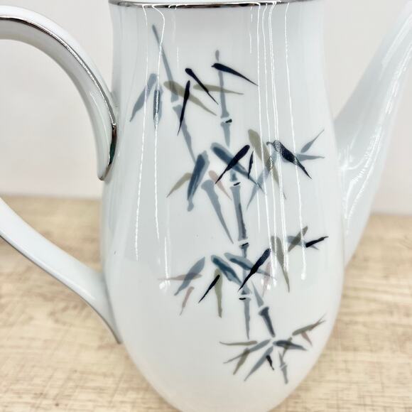Noritake VINTAGE 50s Japanese Porcelain Bamboo Coffee Pot Handpainted Bamboo B12 - Picture 7 of 12